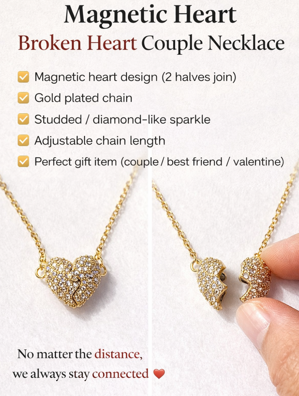 Two Souls, One Heart – Handcrafted Diamond-Studded Couple’s Necklace Set 👩‍❤️‍👨✨