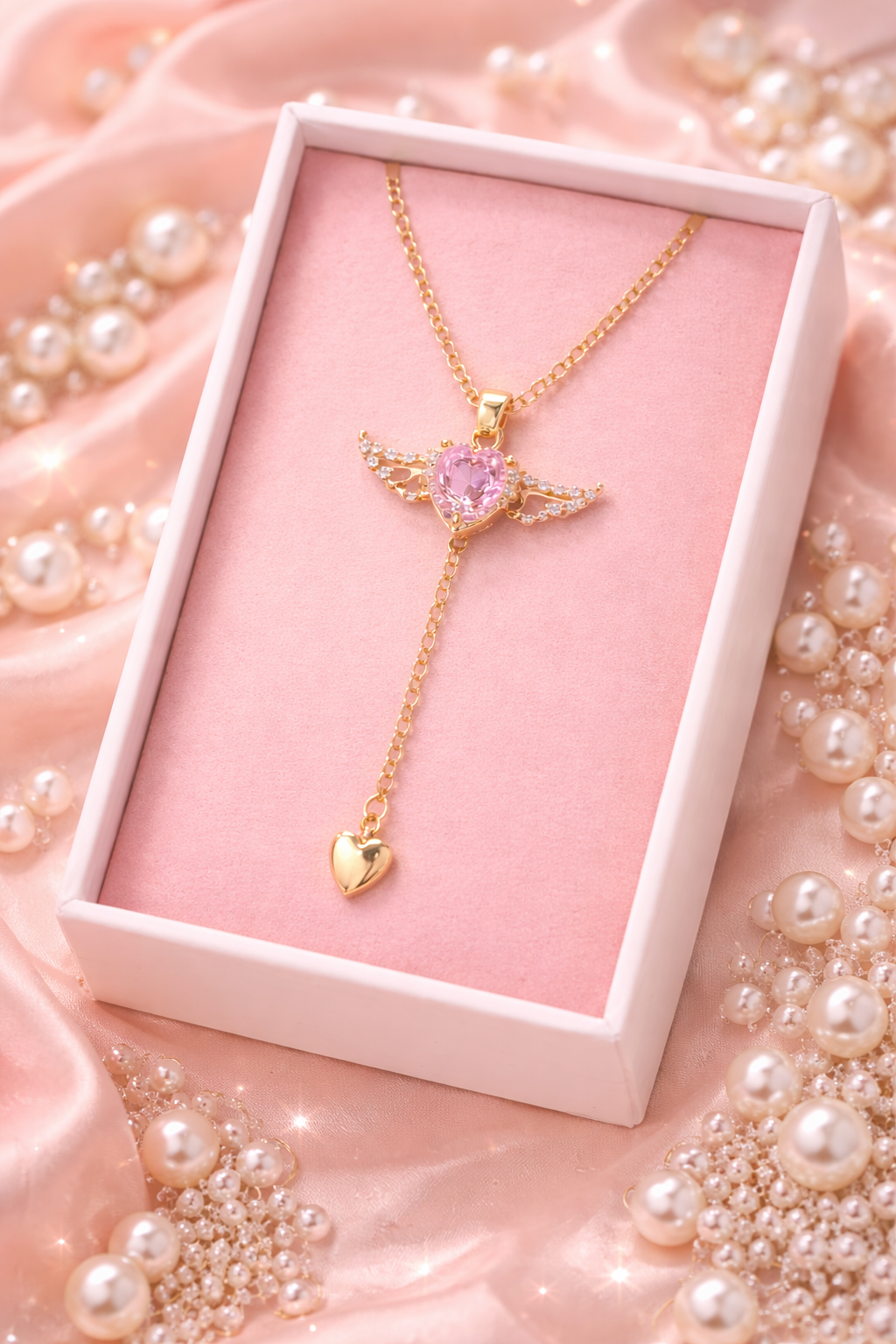 ✨ The Angel Heart Necklace – Everlasting Gold & The Ethereal Bloom 👼🌸