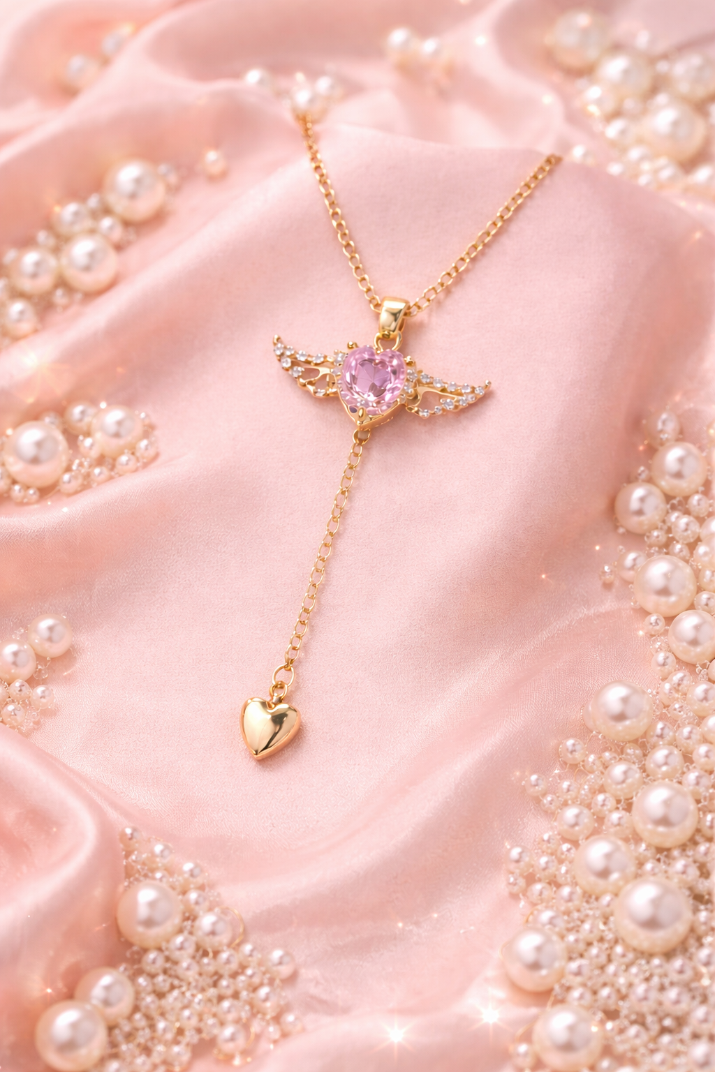 ✨ The Angel Heart Necklace – Everlasting Gold & The Ethereal Bloom 👼🌸