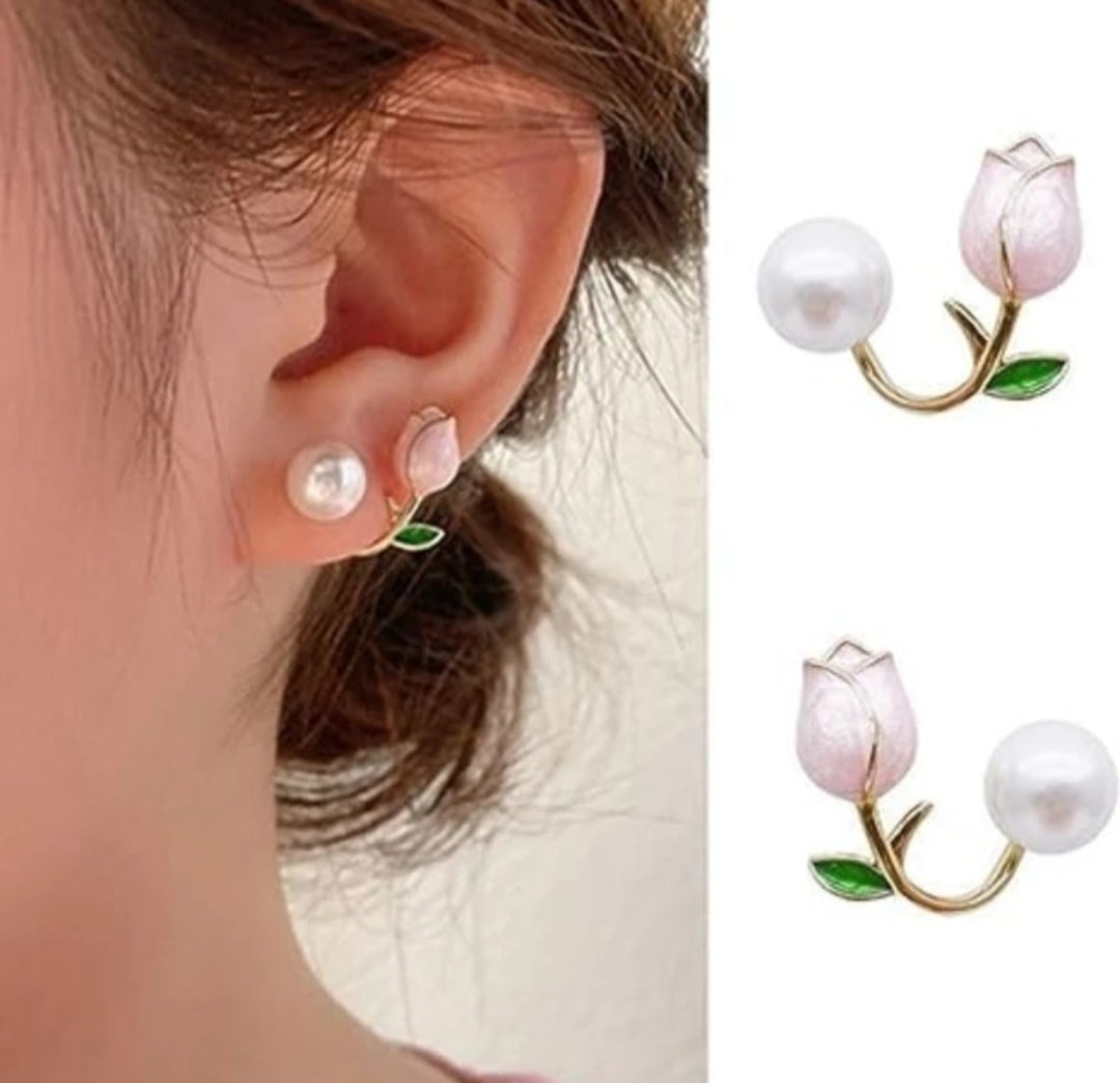 ✨Tulip Pearl Earrings – A Love in Full Bloom 🌷🤍