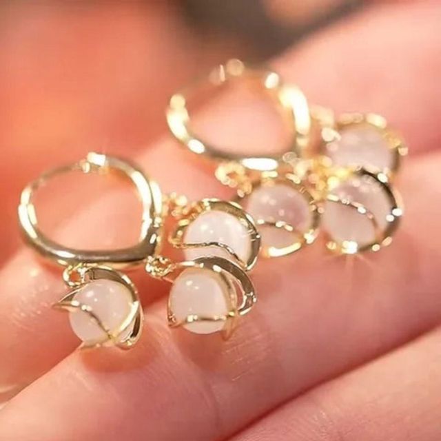 Moonstone Hoop Earrings – A Soft Whisper of Light 🌙🤍