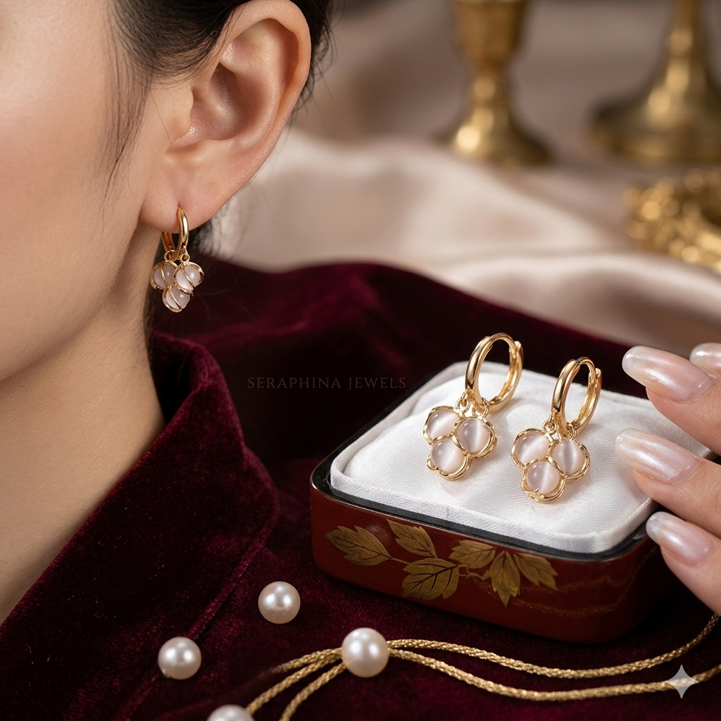 Moonstone Hoop Earrings – A Soft Whisper of Light 🌙🤍