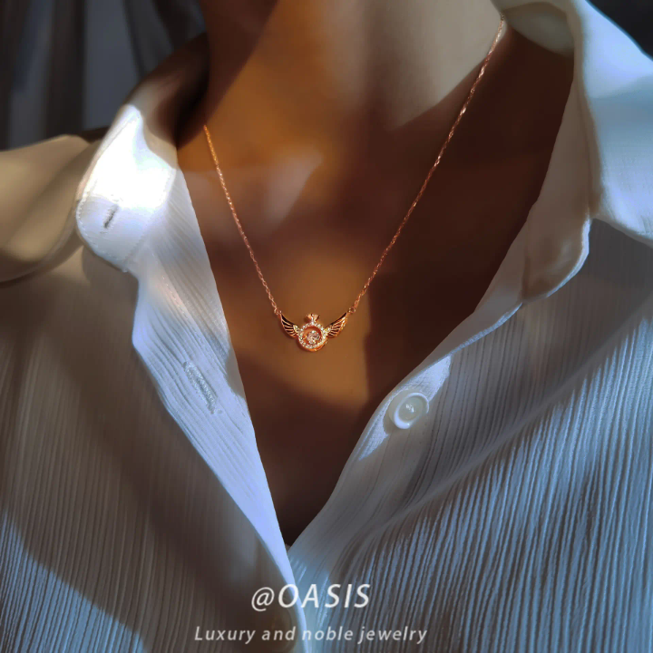 Angel Wings Dancing Stone Necklace 🕊️