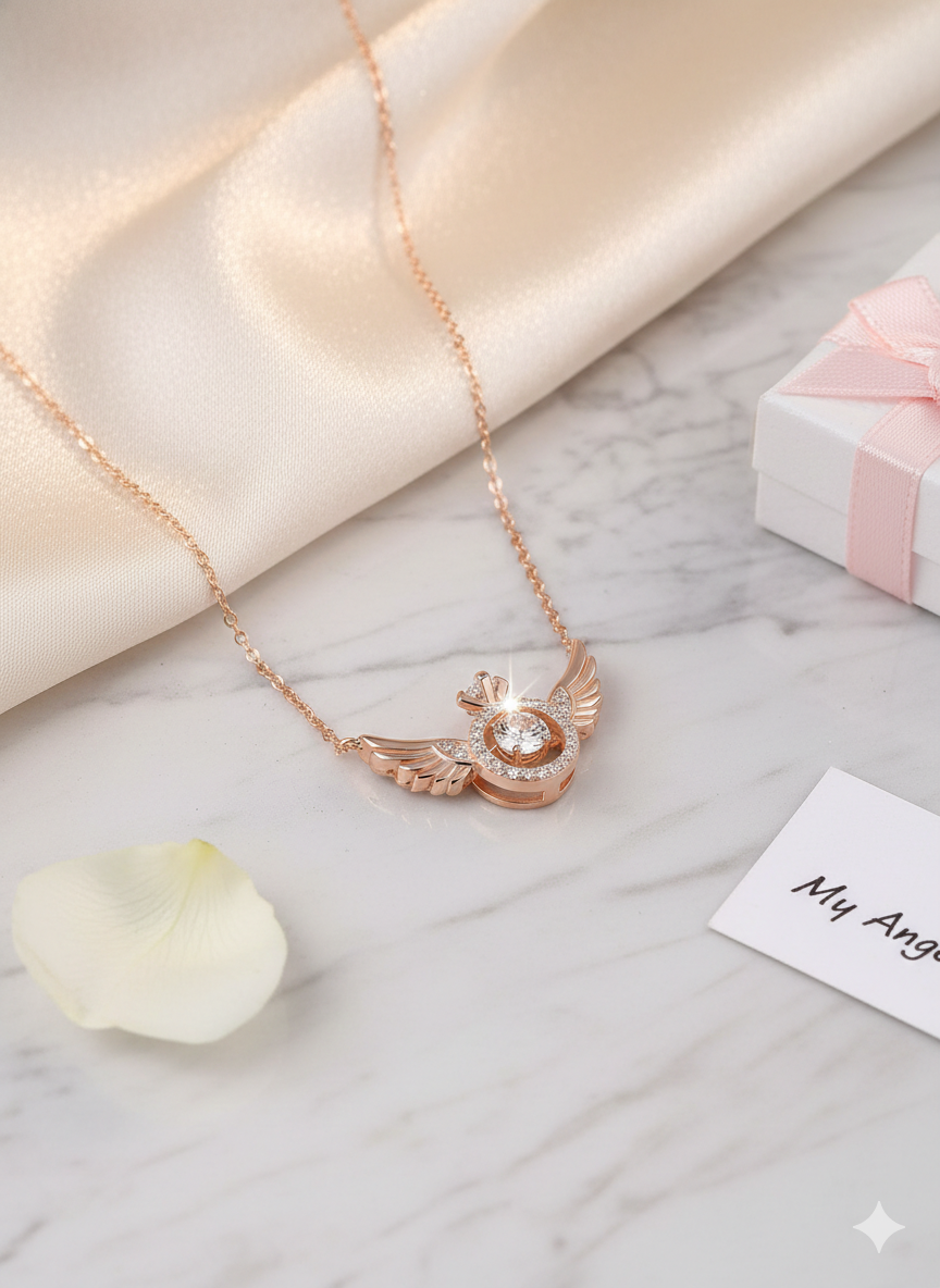 Angel Wings Dancing Stone Necklace 🕊️