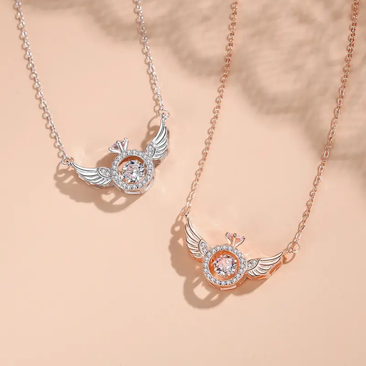 Angel Wings Dancing Stone Necklace 🕊️