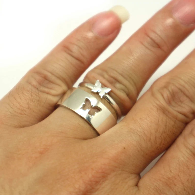 🦋Butterfly Couple Rings – Adjustable Promise Ring Set for Lovers 💖
